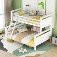 Treeboy Etagenbett mit Leiter und Sicherheitsgeländer, umbaubar in 2 getrennte Betten, Holzbett für Kinder, Jugendliche und Erwachsene, 90(140)x200cm, weiß(ETA 7.13)