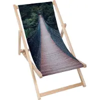 Dreamroots Liegestuhl klappbar Holz, Buchenholz bis zu 130 kg, Sonnenliege klappbar mit 3-stufiger Neigungsregulierung der Rückenlehne, Footbridge
