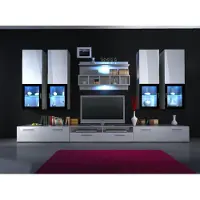 AEA Wohnwand Anbauwand Schrankwand Hochglanz "Farbwahl" Led Beleuchtung Regal Neu