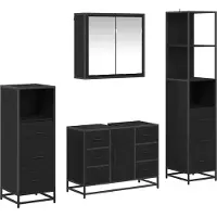 Syfax Badezimmermöbel-Set 4 pcs Schwarz Eichen-Optik Holzwerkstoff