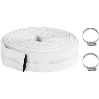 Syfax dkd-home-decor Flachschlauch Feuerlöschschlauch 20 m Weiß PVC und Polyester 8 bar