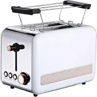 Schaefer Toaster Retro 2-Scheiben Toaster Toastautomat 850 Watt weiß rosegold