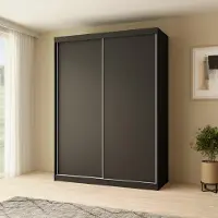 Beautysofa | Kleiderschrank MARIO 150 cm Schwarz – Moderner Schrank ohne Spiegel, mit Schiebetüren, Minimalistisches Design