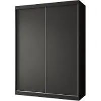 Beautysofa Kleiderschrank MARIO 150 cm Schwarz – Schwebetürenschrank mit 2 Schiebetüren, Regale & Kleiderstange, Schrank ohne Spiegel