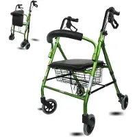 Mobiclinic Rollator Faltbar Handbremsen 4 Räder Faltbarer Gehwagen Sitz und Rückenlehne TURIA Clinicalfy