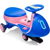 FCH Kinder-Elektroauto 12V, Elektrisches Rutschauto mit Pedal, 2 Geschwindigkeiten und Kippschutz, Bluetooth, für Kinder ab 3 Jahren, Blau & Rosa