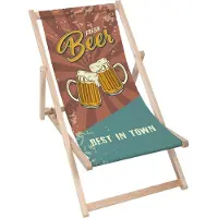 Dreamroots Liegestuhl klappbar Holz, Buchenholz bis zu 130 kg, Sonnenliege klappbar mit 3-stufiger Neigungsregulierung der Rückenlehne, Beer