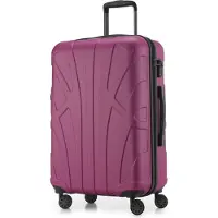Suitline - Hartschalen-Koffer mittelgroß mit Dehnfuge Check-In Gepäck Trolley erweiterbar Rollkoffer Reisekoffer, größe M, 4 Rollen, TSA, 66 cm, 100% ABS,Magenta