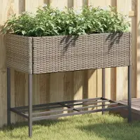 Prolenta Maison Exclusive - Hochbeete mit Ablage 2 Stk. Grau 90x40x75 cm Poly Rattan