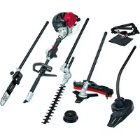 Scheppach Benzin Motorsense MTC42-5P | 1,5PS - 2-Takt Motor | 42,7cm³ | 5in1 | Rasentrimmer | Heckenschere | Hochentaster | Laubbläser | Schultergurt