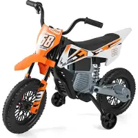 Costway 12V Kinder Motorrad elektrisch, Eletromotorrad mit Fußpedalen, abnehmbaren Stützrädern&Musik, Kindermotorrad, 3-5 km/h, für Kinder 3+ Orange