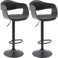 CLP 2er Set Barhocker Kingston B Kunstleder - schwarz/grau