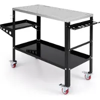 Northix Mobiler Schweißtisch mit φ 1,6cm Löchern & Werkzeugständer & 8 Werkzeugschlitzen