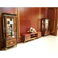 AEA Wohnwand Vitrine Konsole Schrankwand Glasvitrinen Wohnzimmer Barock Rokoko 3tlg