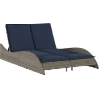 Syfax Sonnenliege mit Kissen Grau 114x205x73 cm Poly Rattan