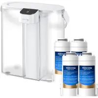 Waterdrop Eletric Wasserfilter Krug für Kühlschrank mit 4 Filter, Countertop Wasserfilter System, 757 Liter, Weiß, WD-ED02W