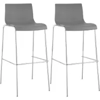 CLP 2er Set Barhocker Hover Kunststoff 4-Fuß Gestell 4-Fuß Gestell grau Gestell Farbe chrom