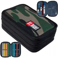Sonstiges 47-teilig Federmäppchen 3 Fach Federtasche Federmappe Bleistift Etui Tasche