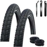 Schwalbe 2 x Energizer Plus Tour ADDIX E E-Bike-Reifen Schwarz/Reflex 28 x 1,50 (40-622) + 2 Schläuche SV17 inkl. Reifenheber