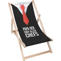 Dreamroots klappbar Holz,bis zu 130 kg, Sonnenliege klappbar mit 3-stufiger Neigungsregulierung der Rückenlehne, Papa Der Chef Aller Chefs
