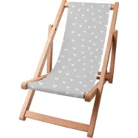 Dreamroots Kinder Liegestuhl klappbar Holz,bis zu 130 kg, Sonnenliege klappbar mit 3-stufiger Neigungsregulierung der Rückenlehne, White Hearts