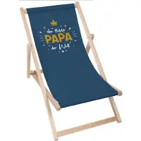 Dreamroots Liegestuhl klappbar Holz,bis zu 130 kg, Sonnenliege klappbar mit 3-stufiger Neigungsregulierung der Rückenlehne, Der beste Papa der Welt