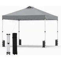 Costway Pavillon 3x3m, Pop-Up Faltpavillon Winterfest, Gartenpavillon mit 4 Sandsäcken, Heringen, Seilen & Rolltasch, Partyzelt Sonnenschutz Grau