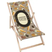 Dreamroots Liegestuhl klappbar Holz,bis zu130kg,Sonnenliege klappbar mit3-stufiger Neigungsregulierung der Rückenlehne,Achtung Papas Entspannungszone