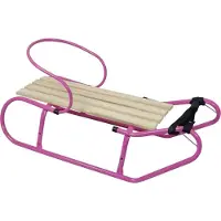 Sonstiges Schlitten mit Rückenlehne Kinderschlitten Metall Holzsitz; Rosa