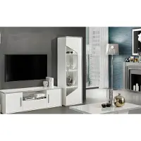 AEA Wohnzimmer RTV Vitrine Wohnwand Holz Schrank Design Weiß Modern Neu Set 3tlg.