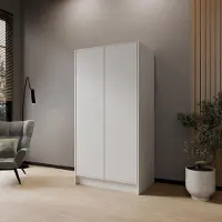 Beautysofa Drehtürenschrank GAVA 100 cm Moderner Kleiderschrank mit glatten Türen, Weiß