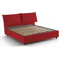 Talamo Italia Doppelbett Maddalena, Containerbett mit Stoffbespannung, 100% Italy, Frontöffnung, passend für Matratze Cm 140x200, Rot