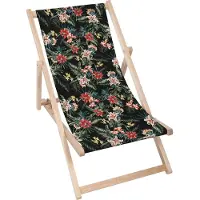 Dreamroots Liegestuhl klappbar Holz, bis zu 130 kg, Sonnenliege klappbar mit 3-stufiger Neigungsregulierung der Rückenlehne, Dark Jungle Exotic