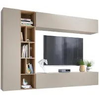 Mirjan 24 Wohnwand Kodita, Praktisch Wohnzimmer-Set, TV-Schrank, Wandschrank, Standregal (Farbe: Cashmere / Cashmere + Eiche Cremona)