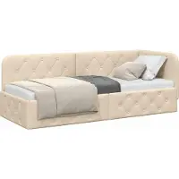 Syfax Eckbettgestell Creme 80 x 200 cm Stoff