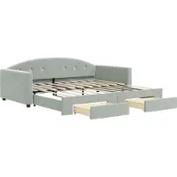 vidaXL Tagesbett Ausziehbar mit Schubladen Hellgrau 90x190 cm Samt
