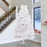 vidaXL "Schlussverkauf" Künstlicher klappbarer Weihnachtsbaum(1 pc) - Kunstbaum/Tannenbaum - Weiß 300 cm PVC und Stahl C8059