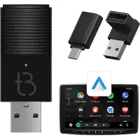 Tradebit Wireless Android Auto MINI Adapter USB-A & Type-C Dongle Box Für Android Smartphone, kompatibel mit 98 % Autos, ästhetisches Design