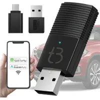 Tradebit Wireless CarPlay MINI Adapter USB-A & Type-C Dongle Box Für iPhone Apple iOS Wired CarPlay, kompatibel mit 98 % Autos, ästhetisches Design