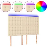 Syfax LED Kopfteil Creme 144x5x118/128 cm Stoff
