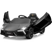 FCH Lamborghini Revuelto, 12V Kinder-Elektroauto mit 2.4GHz Fernbedienung, drei Geschwindigkeitsstufen, Schwarz