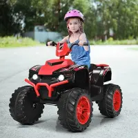 Costway 12V Elektro Kinderquad mit Scheinwerfer, Mini Elektroquad mit Musik & Hupe, 4 Räder Kinder Quad 2,8-5 km/h, Elektroauto für Kinder ab 3 Jahren (Rot)