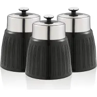 Swan SWKA1024BN Retro Set 3 Aufbewahrungsdose 1,2 L Luftdicht, Gewürze Tee Kaffee Vintage Design Schwarz