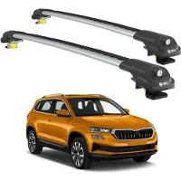 TURTLE DACHTRÄGER AIR-1 SKODA KAROQ ALL 2017 - 2024 (Raised Rails) , Silber