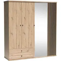 Beautysofa Drehtürenschrank mit drei Türen und zwei Schubladen CAYA C-24, Artisan