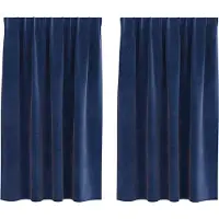 vidaXL Verdunkelungsvorhänge 2 pcs Dunkelblau 140 x 140 cm Samt