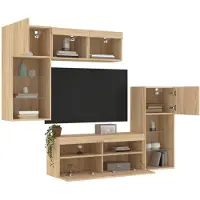 vidaXL Cloris DesignMöbel 5-tlg. Wohnwand mit LED-Beleuchtung Sonoma-Eiche Holzwerkstoff , TV-Schränke 2024 Neu