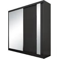 Beautysofa GAJA Schwebetürenschrank 200 cm mit Spiegel, Kleiderschrank 2-türig, Schlafzimmer Schrank modern, Schwarz/Schwarz ohne Schubkasteneinsätze