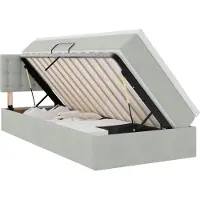 vidaXL LED-Speicherbett mit Matratze Hellgrau 90 x 200 cm Samt
