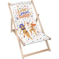Dreamroots Liegestuhl klappbar Holz bis zu 130 kg, Sonnenliege klappbar mit 3-stufiger Neigungsregulierung der Rückenlehne, Love Your Body